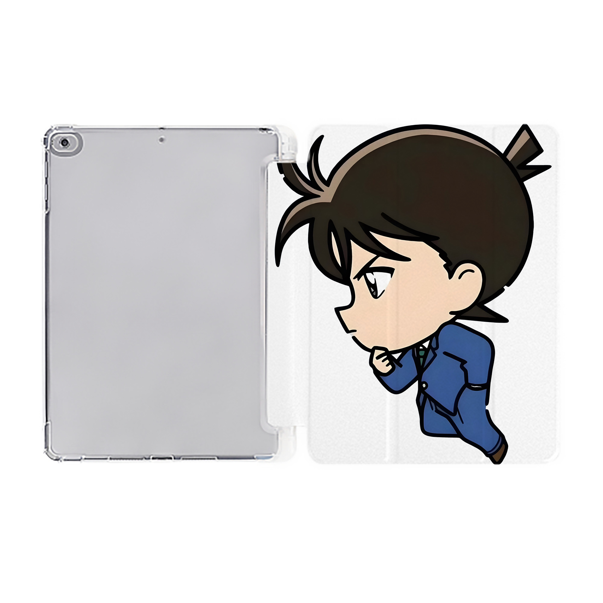 （画像用） 名探偵コナン 江戸川 コナン Detective Conan Conan Edogawa IPad ケース ペン収納付き 三つ折りスタンド PUレザー×シリコン 対応機種9.5/10.5/10.9インチ